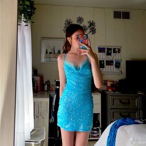 Homecoming Glitter Mini Blue Dress (4)
